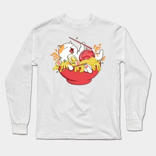 Happy Cat Ramen Noodles Long Sleeve T-Shirt